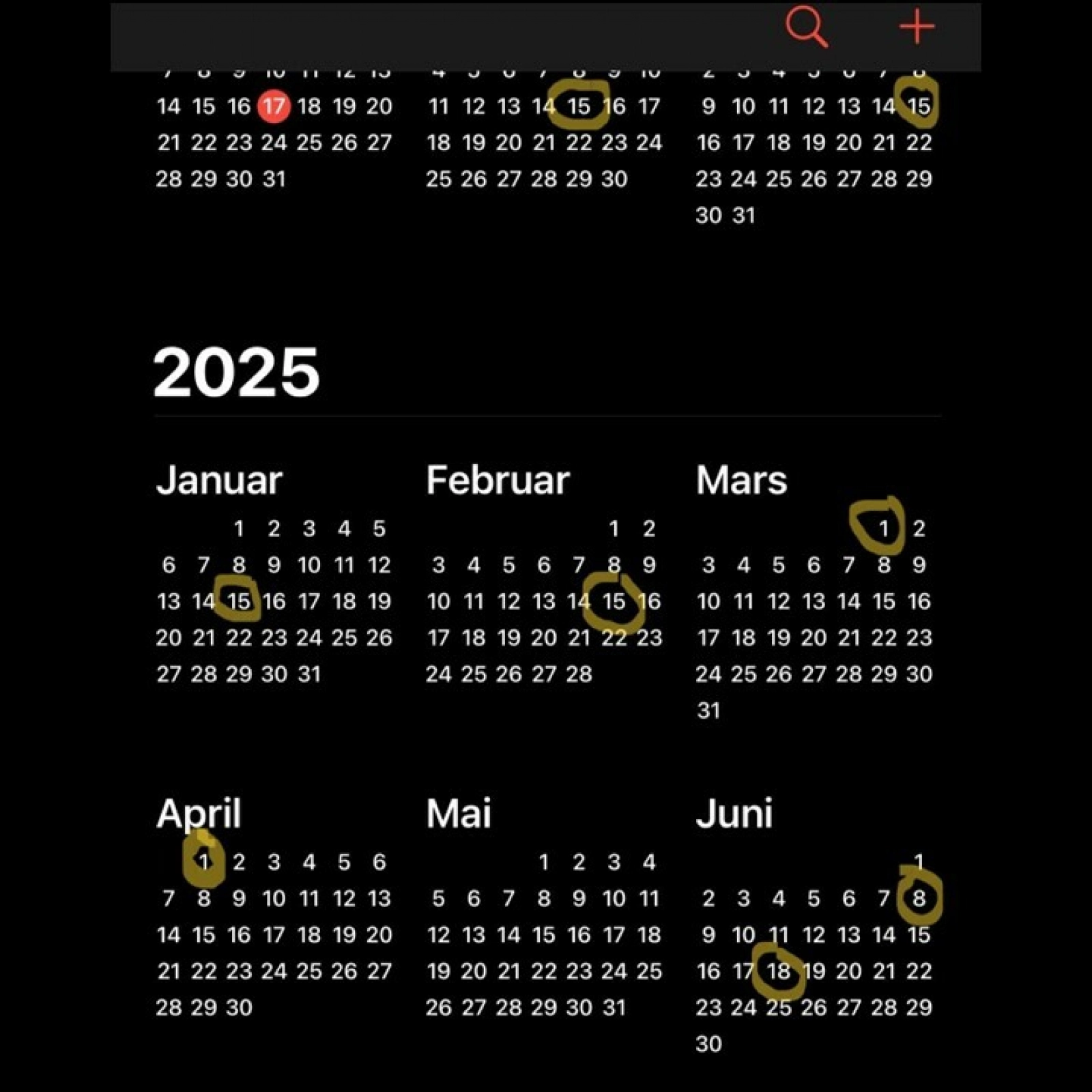 Viktige datoer mot 2025