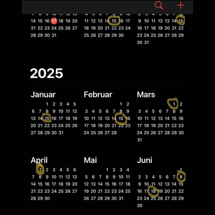 Viktige datoer mot 2025